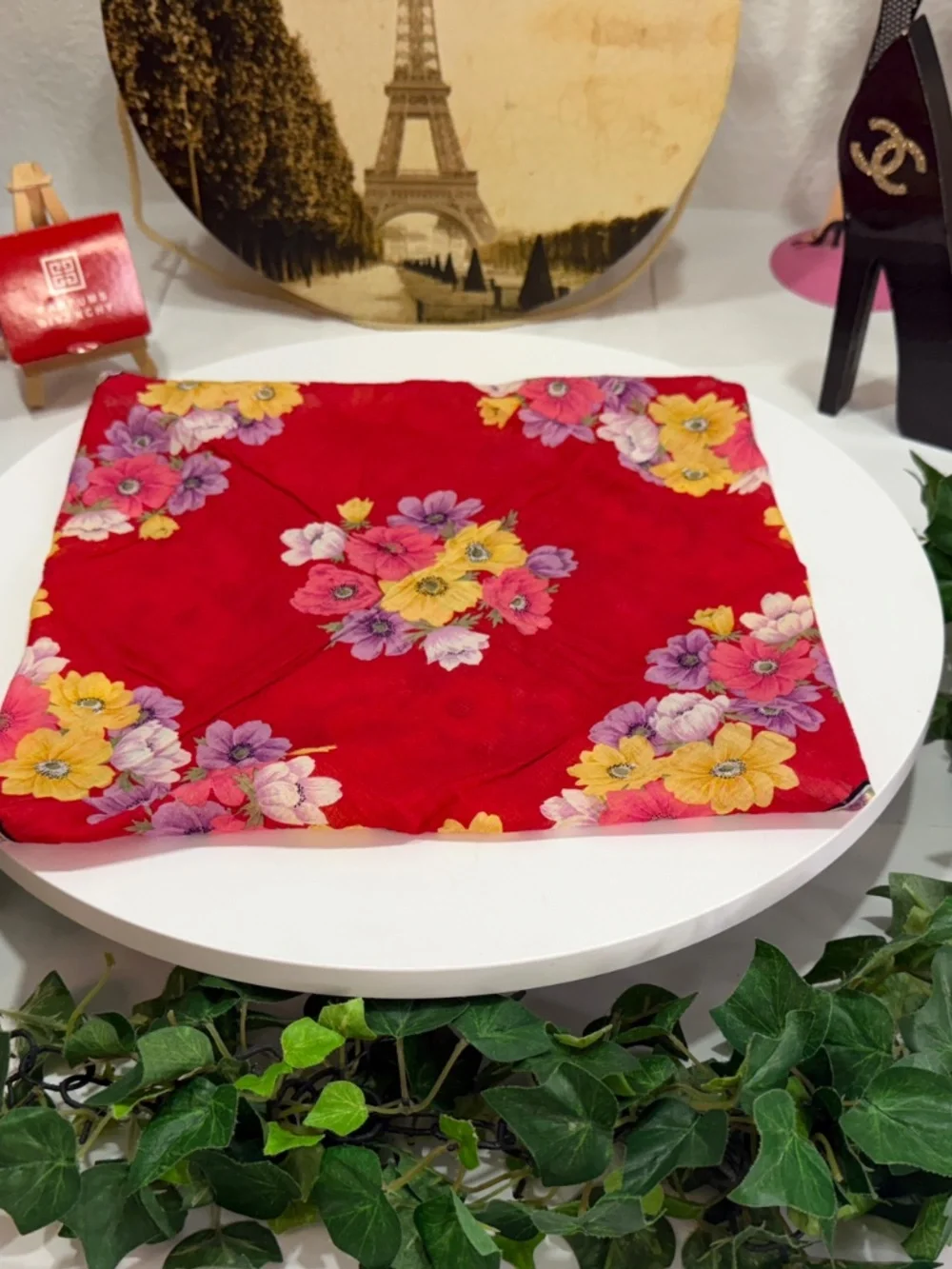EPIC GIVENCHY RED FLORAL SCARF!